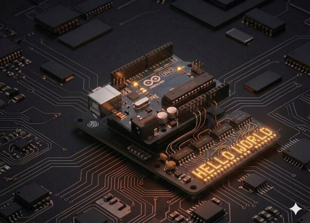 8 LED-uri + 74HC595