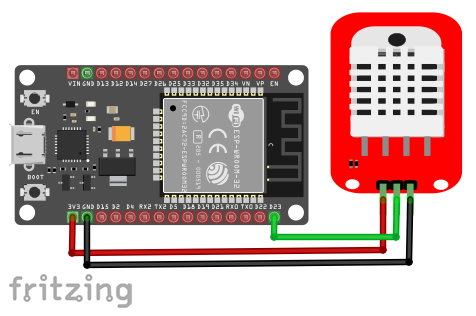 Schema ESP32 cu DHT22 și conexiune Wi-Fi